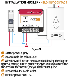 nodon module connection dry contact on boiler