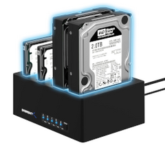 <b>(89€)</b> Station d'accueil du Disque Dur SATA 2,5 et 3,5 pouces Pouces, 4 Baies Adaptateur SSD/HDD vers <b>USB 3.2</b>, Boitier externe pour Disque Dur, clonage Hors Ligne, Supporte UASP, câble USB Inclus (DS-U3B4)