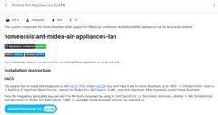 Dépôt Midea AC Lan dans hacs pour contrôler le déshumidificateur Comfee 2 en 1 ioniseur easydry 20