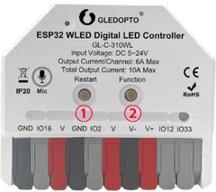 functions of the physical buttons of the Gledopto GL-C-310WL thanks to Wled integrated by default