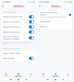 Notifications and Appearance settings in Tado