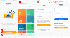 First time use of the Tado app access a demo, existing user or create an account