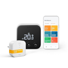 Tado-X Starter Kit, wired thermostat and bridge, connects the thermostat via dry contact directly to the boiler