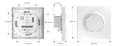 Dimensions of the Sonoff Fusion shutter switch compatible with MINI-RBS and MINI-ZBRBS