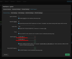 active le serveur dhcp pour guest plus paramétrage des dhcp-options