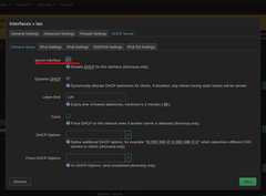 désactiver dhcpv4 pour interface lan mode point d'accès