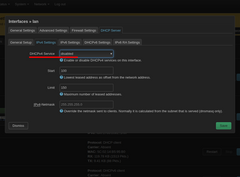désactiver les services dhcpv4 pour interface lan mode point d'accès