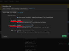 désactiver les services dhcpv6 pour interface lan mode point d'accès