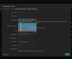 liaison du port wan sur l'interface lan d'openwrt