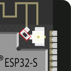 vector image of resistor position for using wifi external antenna on an esp32-cam