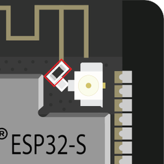 vector image of resistor position for using wifi internal antenna on an esp32-cam