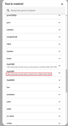 récupération du lien serie de la clé micro téléinfo v3 de charles Hallard dans home assistant