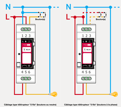 Nodon SIN-4-1-20 wiring diagram as remote switch in the electrical panel with 2 or 3 wires