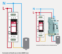 Nodon SIN-4-1-20 wiring diagram on thermodynamic water heater with or without day-night management