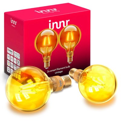 INNR - AMPOULE CONNECTÉE TYPE E27 - ZIGBEE 3.0 - PACK DE 2 AMPOULES - VINTAGE FILAMENT - 2200 K - TYPE GLOBE