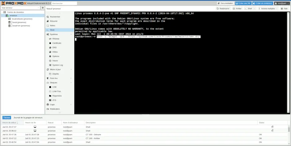 1-click installation of openmediavault in an LXC container under Proxmox