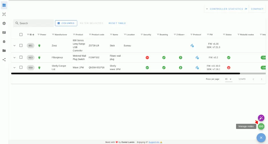 Z-wave network inclusion using S button in z-waveJS UI and Home Assistant