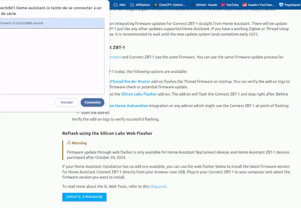 Thread firmware modification for Skyconnect home assistant, zbt-1